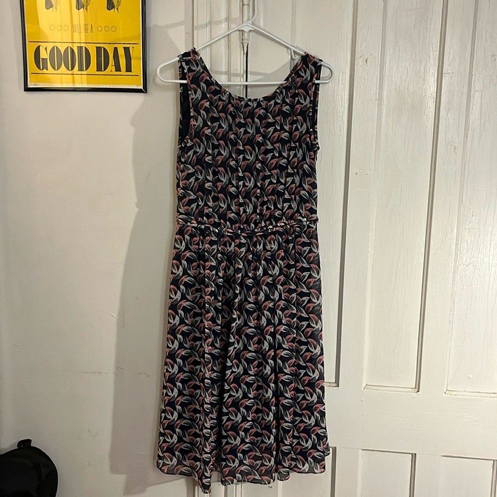 Pink and navy print dress